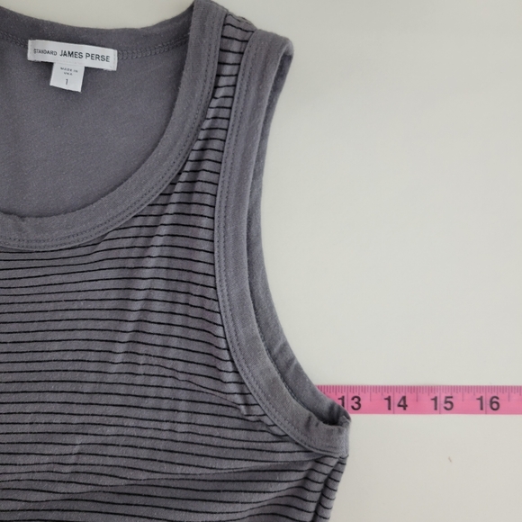 Standard James Perse Knit Striped Ruched Side Midi Bodycon Tank Dress - Picture 9 of 12